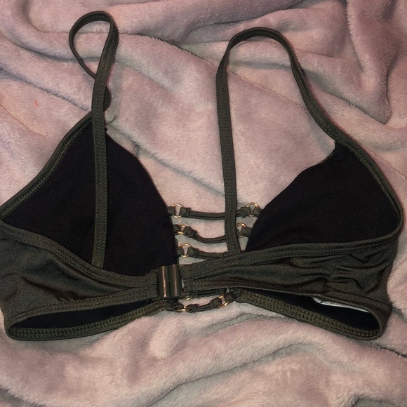 Khaki green strappy bikini top. - Picture 6 of 8